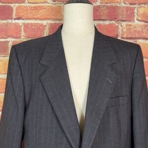 Vintage Andre Villard Gray Pin Stipe Wool Blend Sports‎ Coat Size 46L